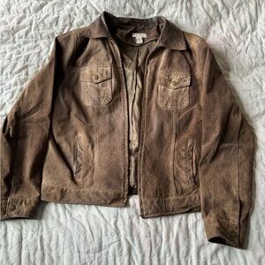 Vintage Brown Leather Jacket Women’s Charter Club Size Medium